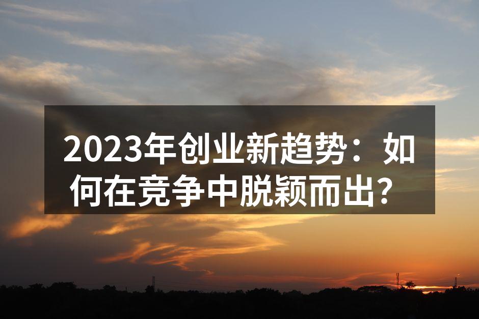 2023年创业新趋势：如何在竞争中脱颖而出？